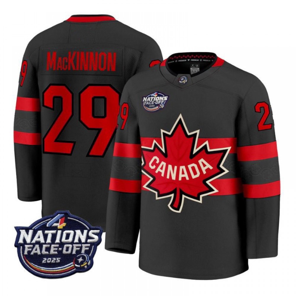 Canada Nathan MacKinnon 2025 Black Hockey Team 4 Nations Face-Off Jersey-Pro Kit Vault | Brand New 26/27 Sports Jerseys